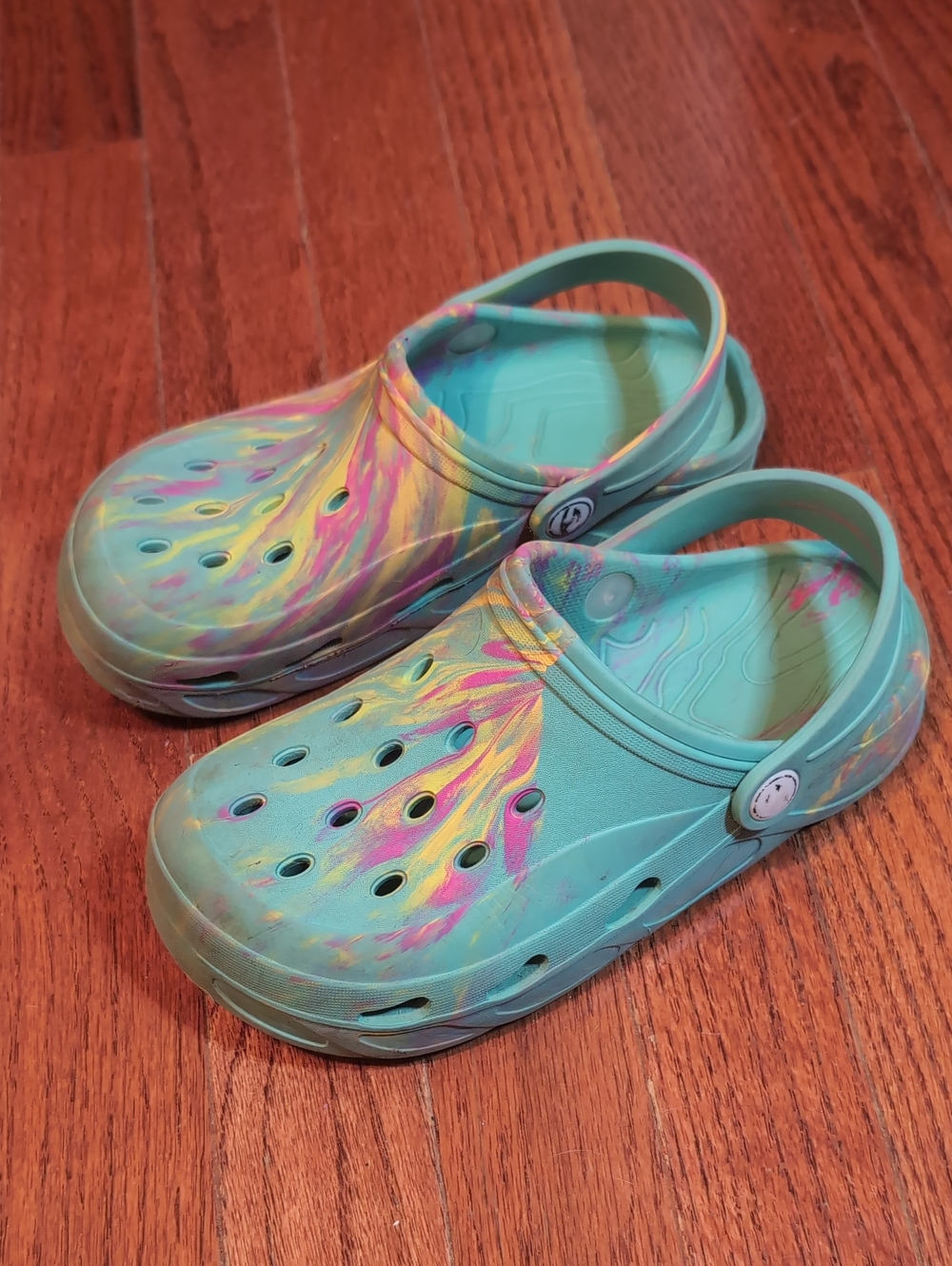 Kids Slip-On Clogs Size 2 (33) Teal Tie-Dye